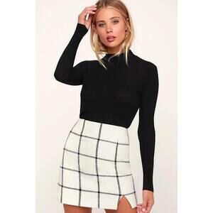 Lulus Spence White Plaid Mini Skirt - Size M